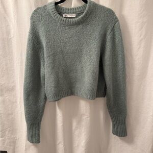 Zara Women's Teal Crew Neck Sweater